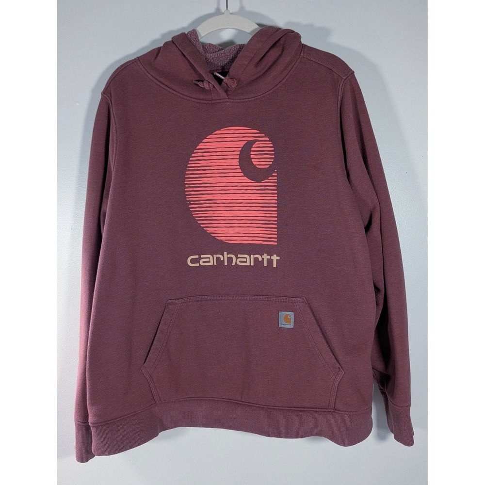 Carhartt Womens XXL Relaxed Fit Logo Graphic Hoodie Burgundy Mauve TS5636-W